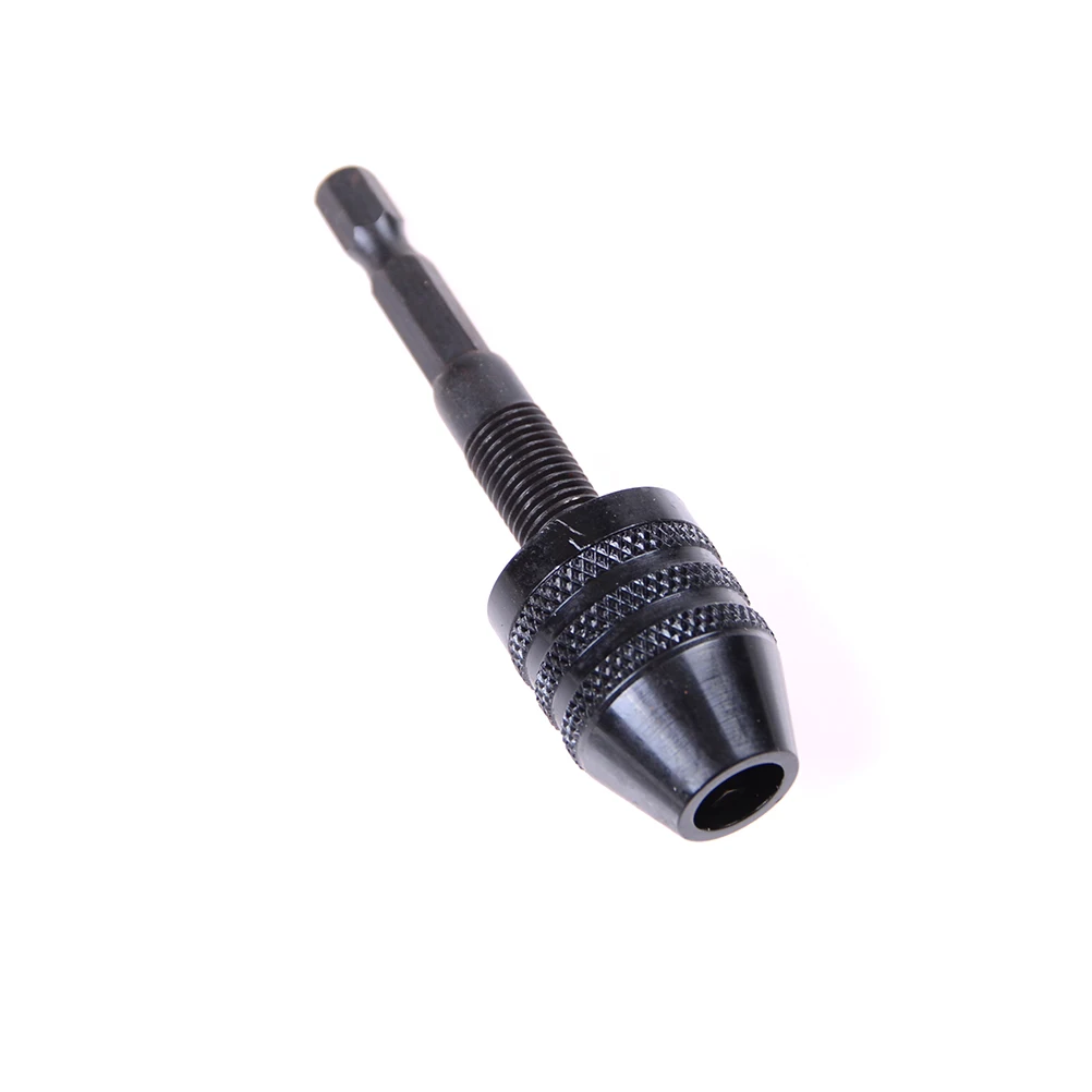 New Keyless Drill Chuck Screwdriver Impact Driver Adaptor 1/4" 6.35mm Hex Shank Drill Bits Power Tools Black 0.3-6.5mm