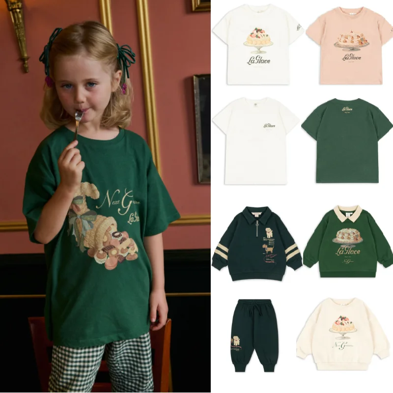 

Children's T-Shirt Short Sleeve 2026 Spring/Summer New Arrival Cake Fashion Boys Girls Sweatshirt Cotton White Short Sleeve Top