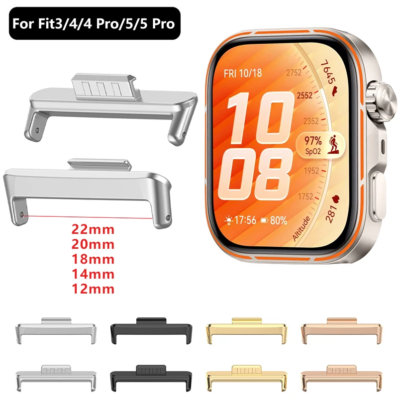 1Pair 12/14/18/20/22mm Metal Connector for Huawei Watch Fit5 Pro/4 Pro Band Adapter for Huawei Watch Fit 5 4 3 Strap Accessories