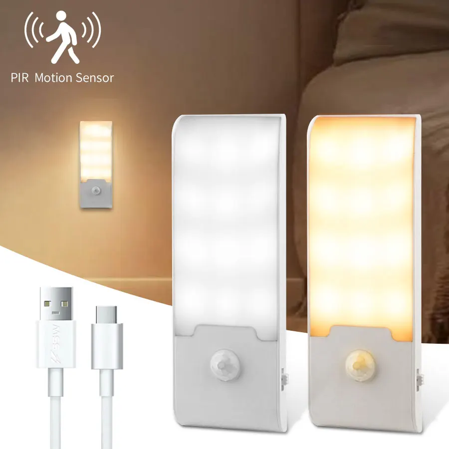 Kitchen Cabinet Light Motion Sensor Rechargeable LED Lamp Magnetic Night Lights Closet Wardrobe Trunk Hallway Bedroom Decoration