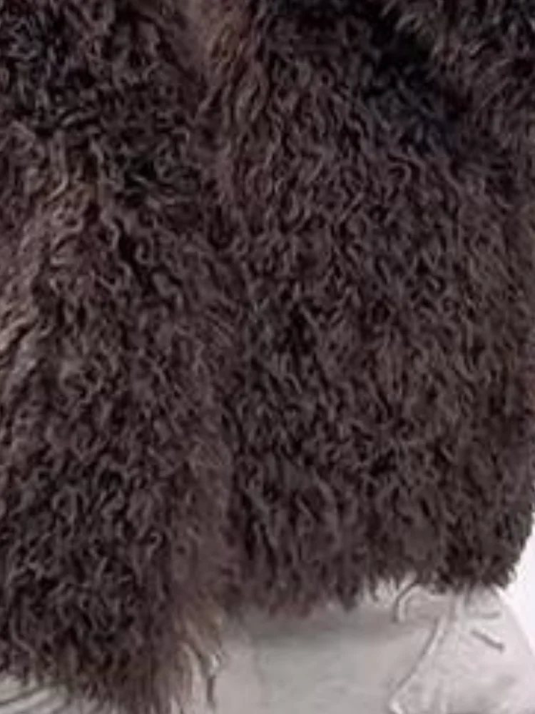 

Уличная мода из искусственного овечьего меха, женская зимняя пушистая теплая меховая куртка 2025 года, шикарная уличная толстая массивная куртка для девочек