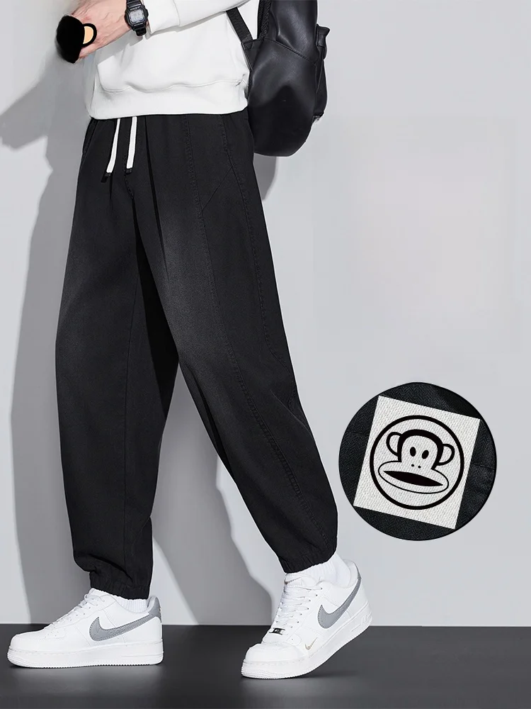 

Мужские повседневные брюки Paul Frank в американском спортивном стиле, свободного кроя, с манжетами, осенняя новинка, комфортные, мягкие, из полиэстера