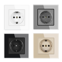 EU Glass socket Wall Power outlet 16A 220V 82mm*82mm Crystal Glass Panel Four Three Dual sockets