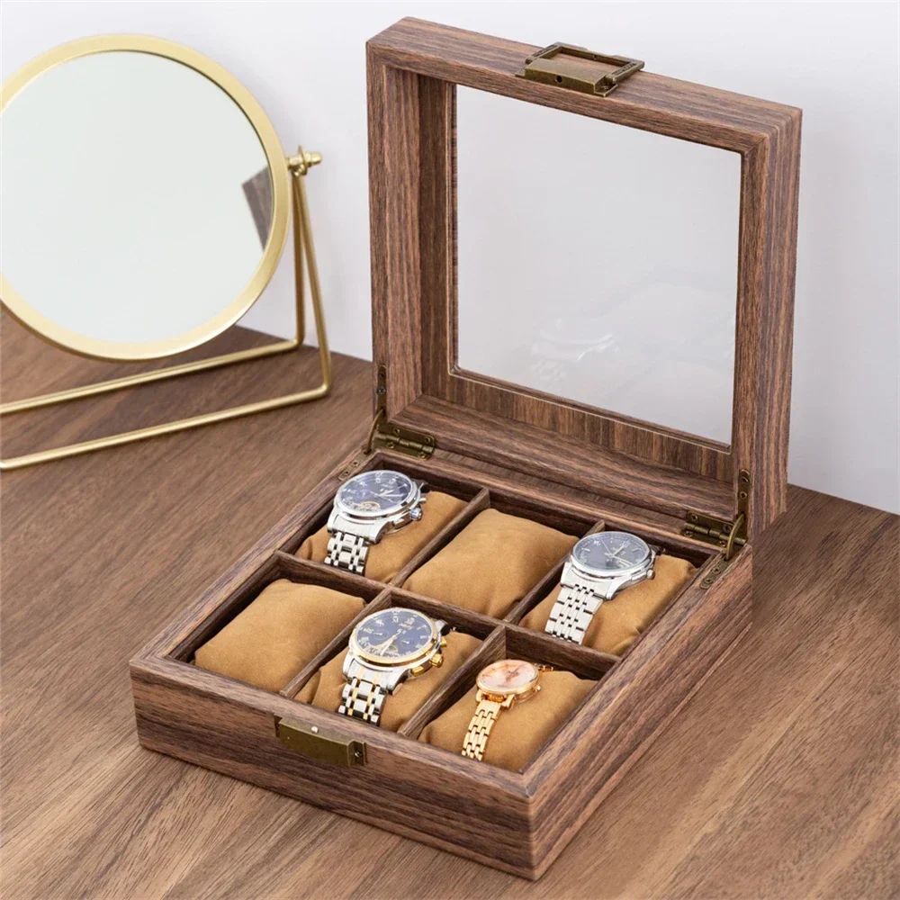 Watch Organizer Storage Boxes for Travel Watches Pu Leather Glass Case Display Multi-Purpose Storage Box for Watch and Jewelry