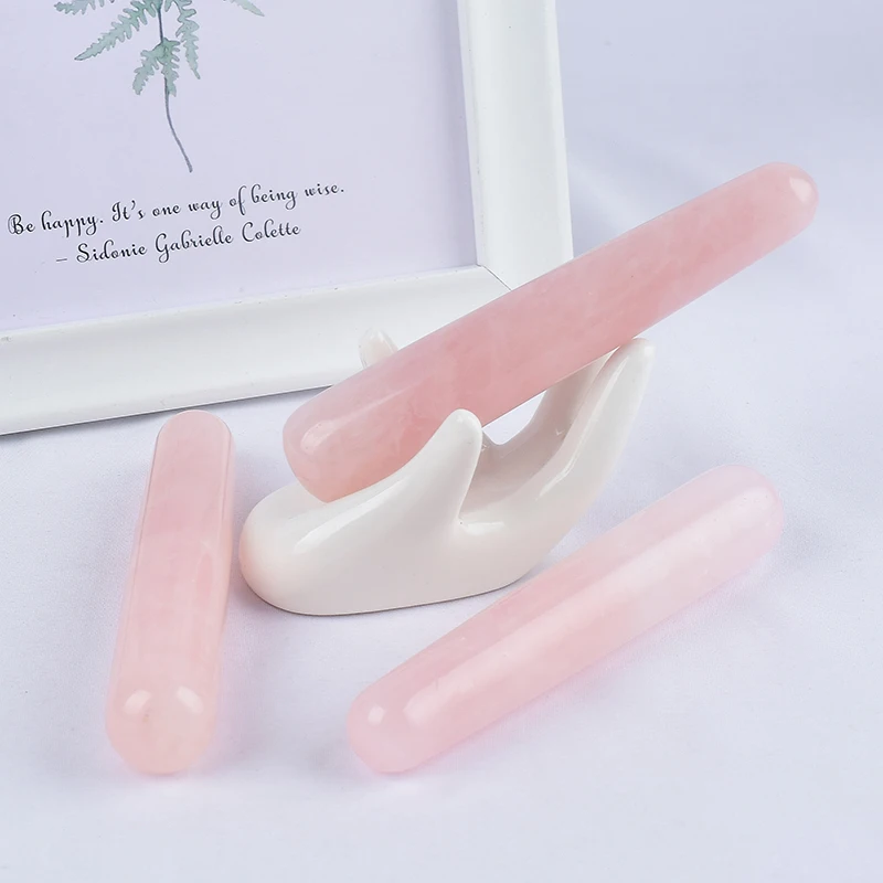 Rose Quartz Yoni Wand Body Massage Wand Natural Stone Crystal Stick Eye Massager Neck Health Skincare Gua Sha Acupuncture Pen