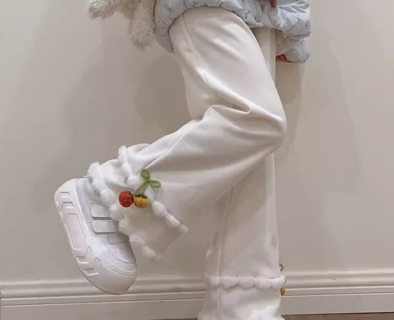 حجم كبير فتاة الخريف الشتاء جديد سميكة اليابانية اليقطين شعري السراويل موضة الحد من العمر الحلو مرونة الخصر السراويل