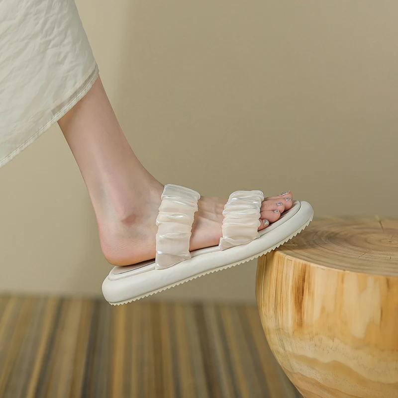 

2024 Summer Slippers Women Casual Platform Shoes OpenToe Woman Shoes flat Heel Shoes for Women Solid Slippers Black Shoe