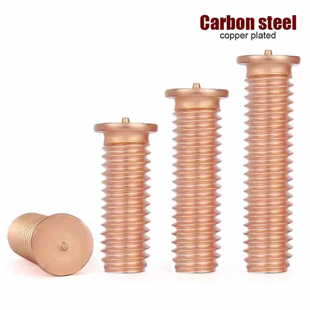 2/50ps M3 M4 M5 M6 M8 M10 GB902.3-A Carbon Steel Copper Plated Stud Weld Spot Solder Point Welding Screw for Capacitor Discharge