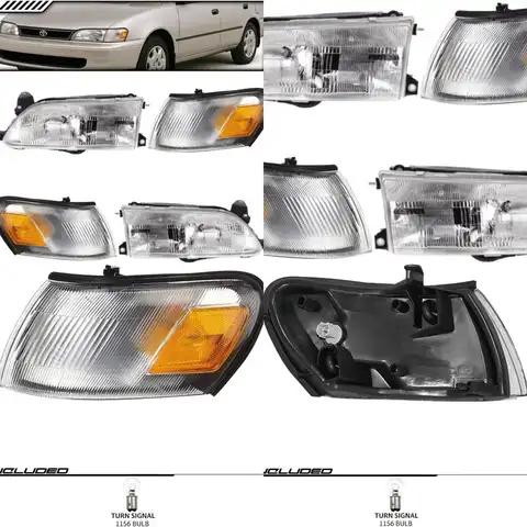 OE Fitment Replacement Headlight Signal Light Combo Set Compatible with Toyota 93 94 95 96 97 Corolla [ 811501A491 811101E221 81