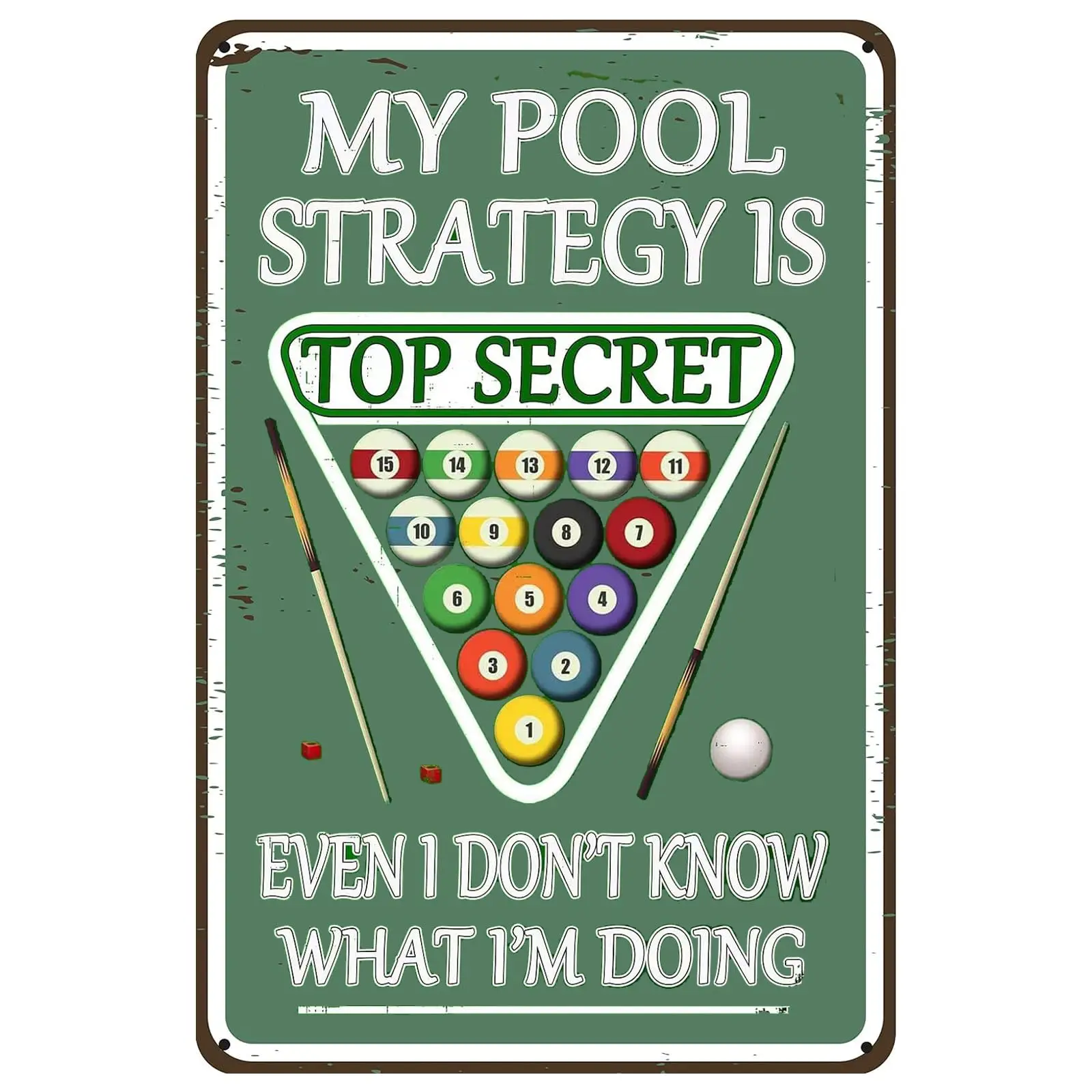 Billiard Room Wall Decor Vintage Metal Sign My Pool Strategy is Top Secret Even I Don't Know What I'm Doing Pool Hall Ti sign