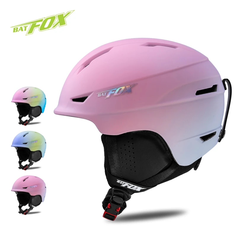 

BATFOX Pink Ski Skateboard Helmet Removable Lining Crashproof Breathable Safety Helmet Skiing Women's Protective Helmet