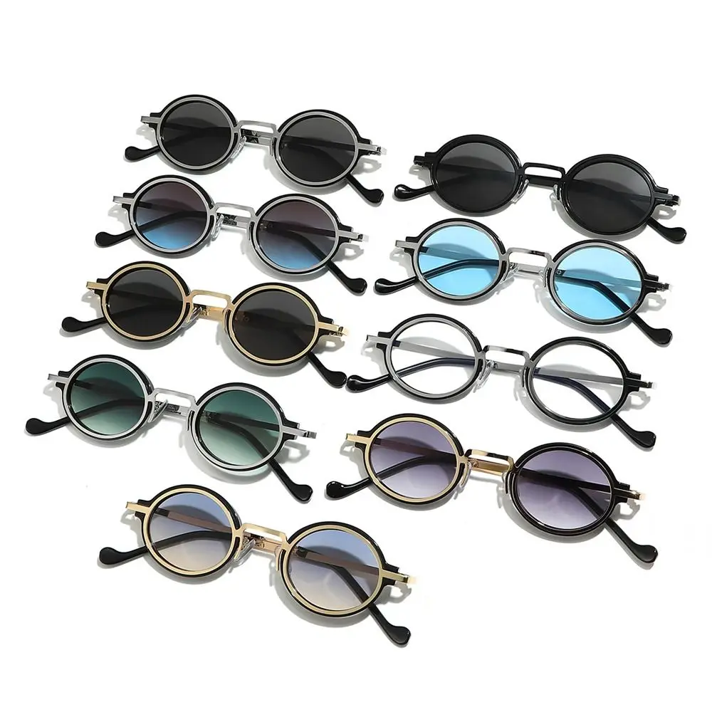 Retro Metal Frame Small Round Sunglasses UV400 Protection Y2K Punk Shades Eyewear for Women & Men