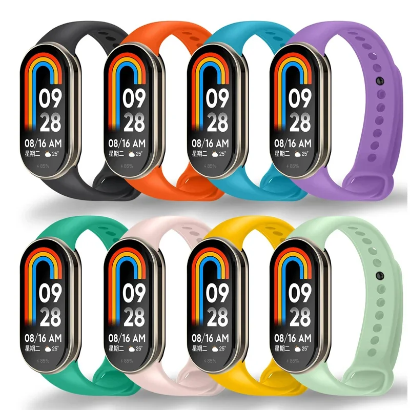 

Силиконовый ремешок для Xiaomi Mi Band 9 8, спортивный резиновый браслет NFC, браслет pulseira correa, аксессуары для Xiaomi Smart Band 8