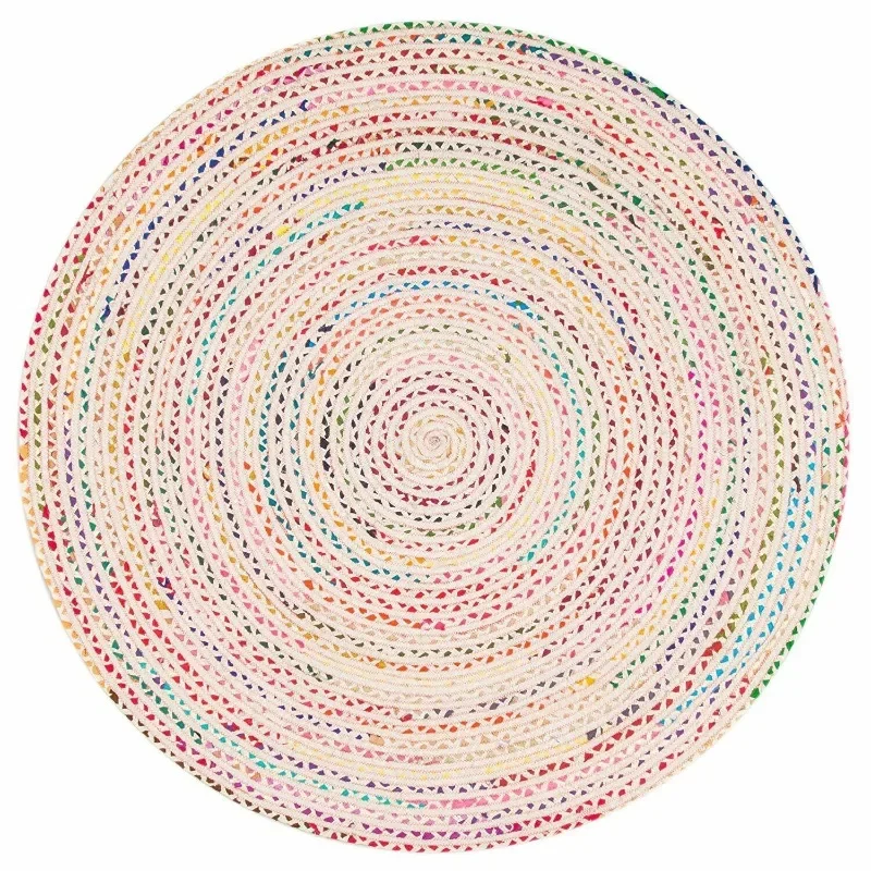 

Rug 100% Cotton Round Handmade Braided Area Rug Reversible Modern Look Rag Rug