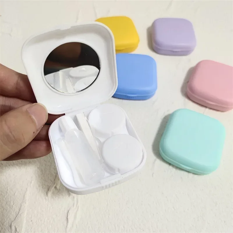 8 Colors Mini Pocket Contact Lens Case  Women Girl Make Up Beauty Pupils Storage Contacts Lense Holder Box Container Mirrors Kit