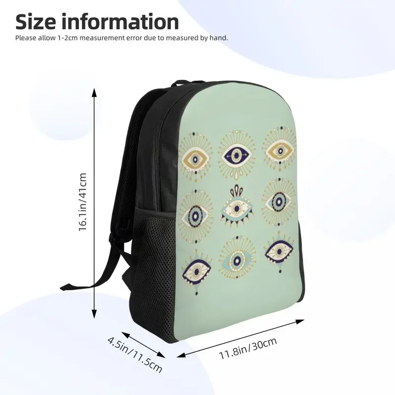 Evil Eye Collection Laptop Backpack Men Women Basic Bookbag for College School Student Mediterranean Hamsa Lucky Charm Bag