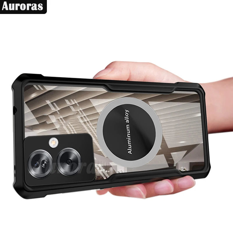 Auroras For OPPO A79 5G Case Car Mounted Magnetic Suction Airbag Bumper Clear Shell For OPPO Reno 11F 10 12Pro Plus Cover Fundas image 6