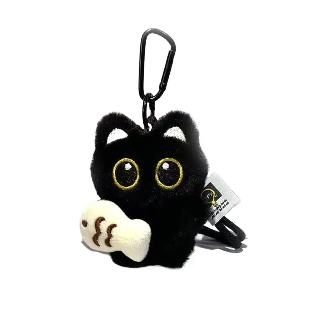 Süße schwarze Katze Plüschtier Puppe Schlüsselanhänger kleiner Anhänger Auto Schlüsselanhänger Kätzchen Spielzeug Puppe für Jungen Mädchen Geburtstagsgeschenke