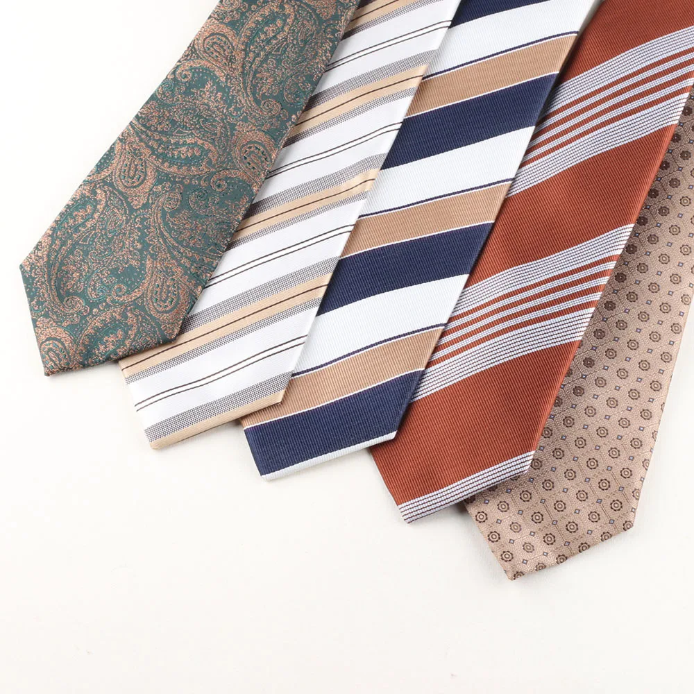 8CM Formal Striped Neckties For Men Suits Professional Gentleman Polyester Paisley Neck Tie Male Groomsman Wedding Party Cravat
