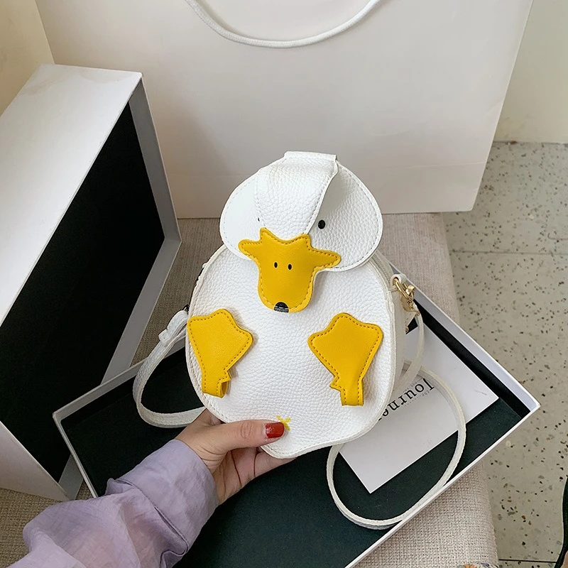 

For cartoon duck women's bag 2024 new cute cute girl small satchel fashion contrasting color shoulder messenger bag tide