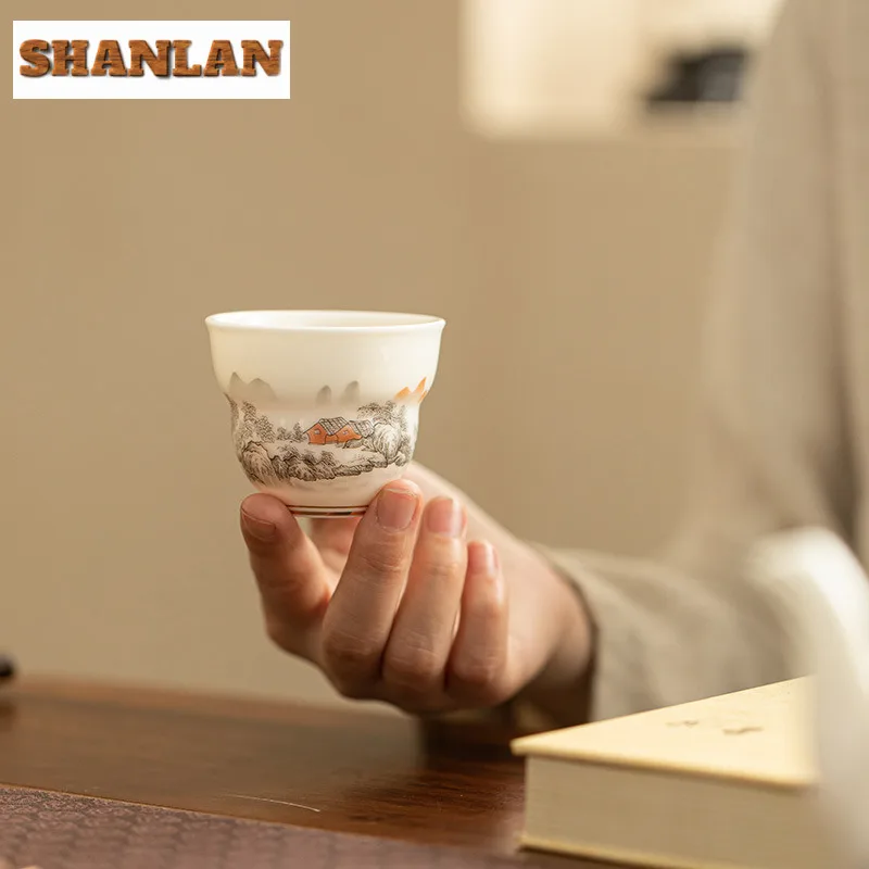 

60ml Mutton Fat Jade Master Cup Creative Lucky Lotus Gourd Cup Small Tasting Mug Ancient Cute Cup Fragrance Cup Tea Items Craft