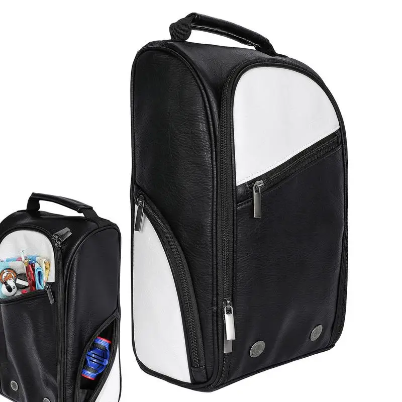 Golf Shoe Bag Bowling Shoe Carrier Portable Shoes Storage Bag PU Sneaker Pouch Golf Accessories For Socks Tees Balls