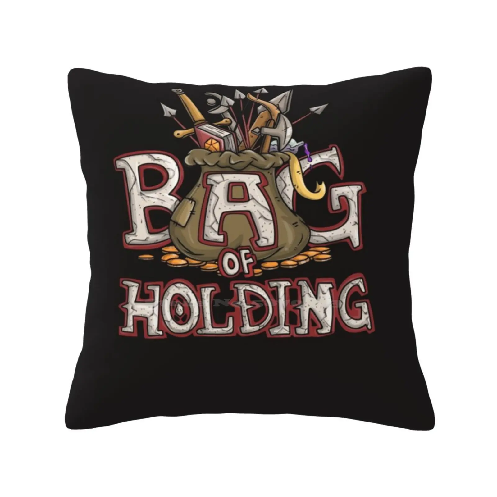 Dnd , Bag Of Holding Pillow Cover Hug Pillowcase Dnd Dragons Master Dm20 Dice Characters Players Gamers Cat Numbers Roll Police