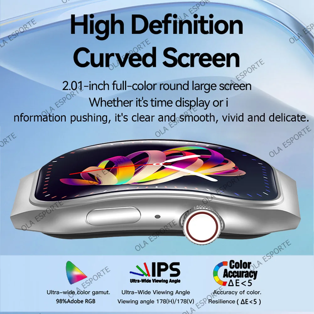 Nuevo reloj inteligente con pantalla curva 3D, oxígeno en sangre, Bluetooth, conversación dinámica, lsland, modo multideportivo, GPS, reloj inteligente para exteriores para hombres y mujeres