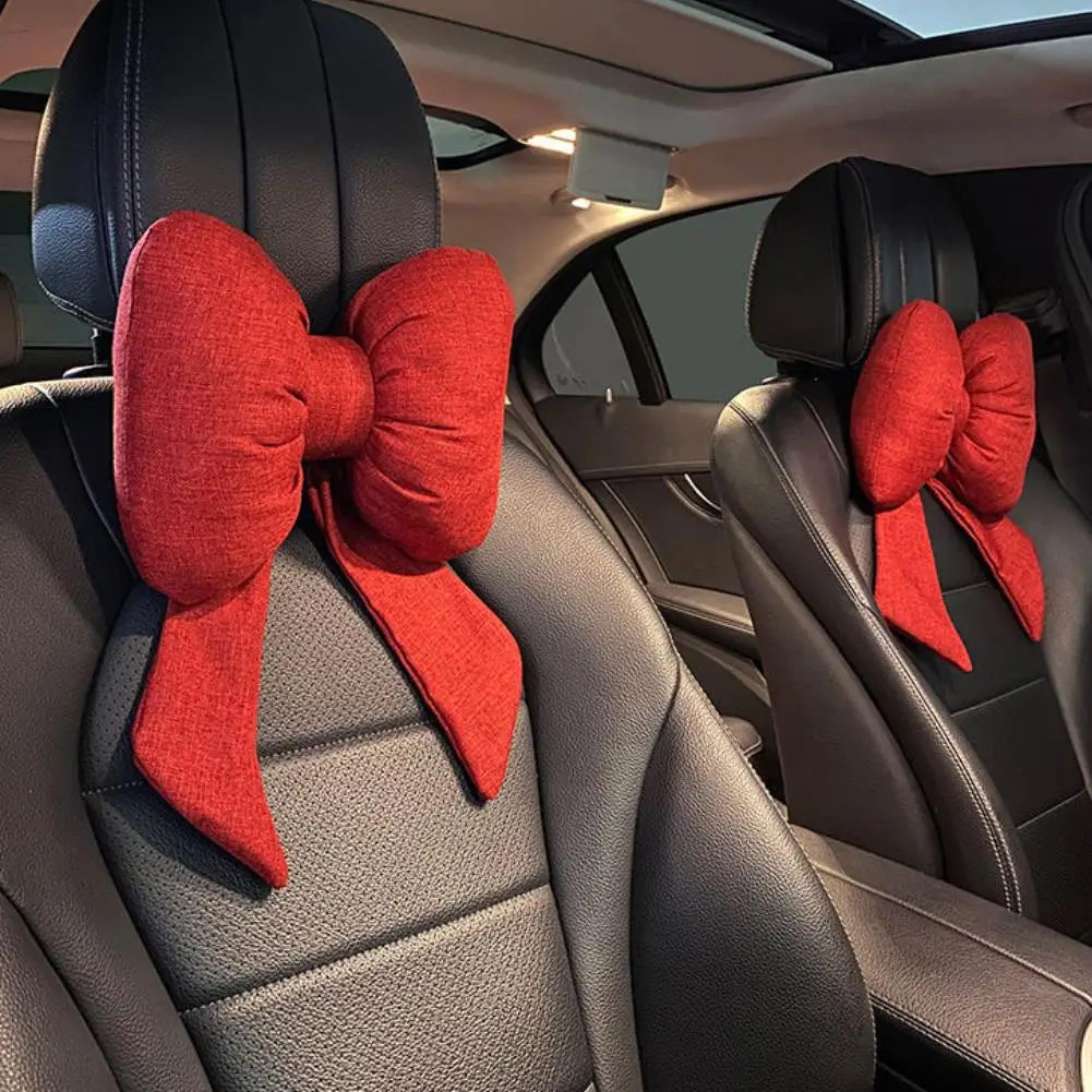 Bow-knot Car Memory Foam Neck Pillow Protection Lumbar Backrest Cushion Lumbar Cushion Car Headrest Cushion