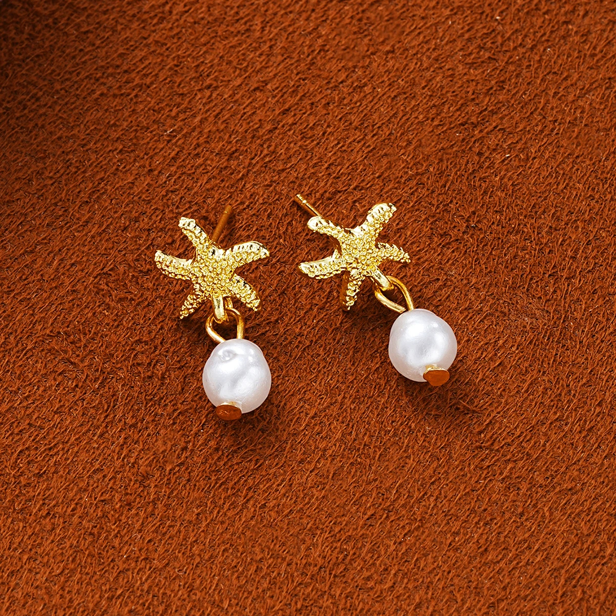 Vintage Starfish Imitation Pearl Pendant Earrings For Women Fashion Elegant Gold Color Earrings Summer Beach Party Jewelry Gifts image 3