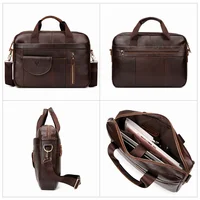 HUMERPAUL Men's Leather Briefcase for Laptop Large Capacity Business Work Shoulder Messenger Bag Genuine Leather 4