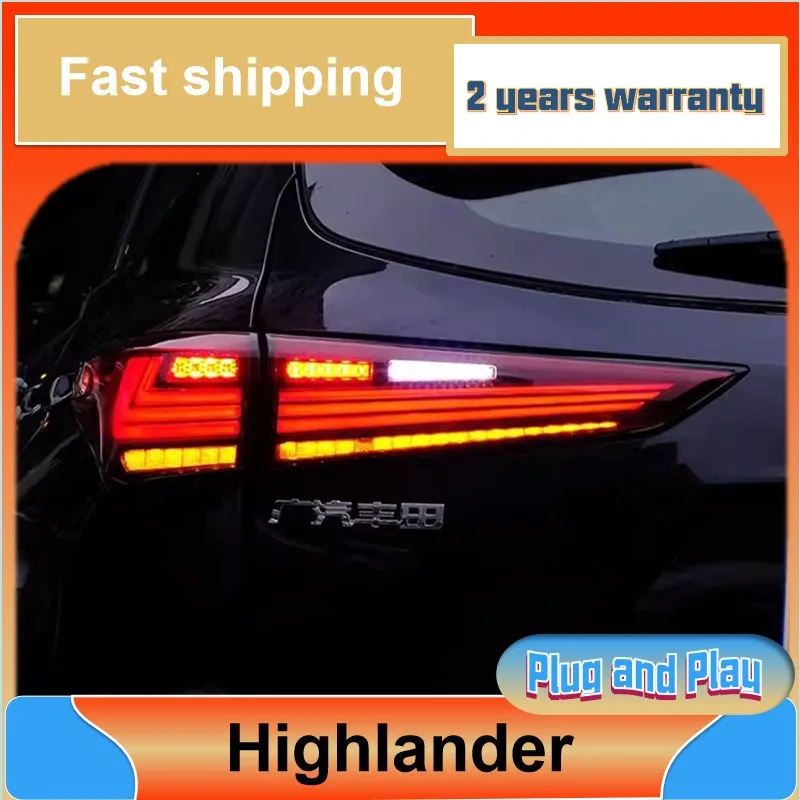 

Car Styling for Toyota Highlander Rear Light 2021 Highlander Taillight Rear DRL Fog Brake Turn Signal Reversing