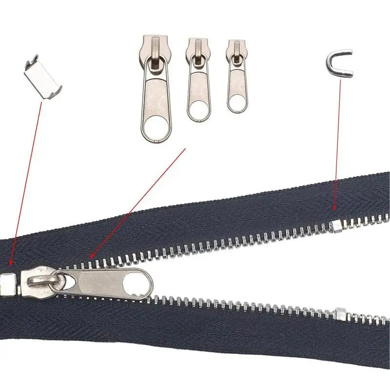 Zipper Repair Kit Double-sided Zipper Slider Replacement Zipper Pulls Installation Tools For Bags Tents Luggage Sleeping Bag