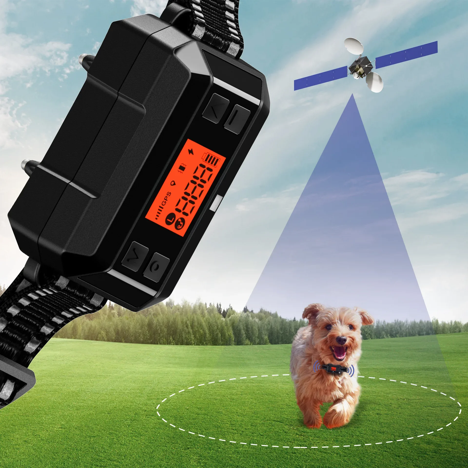 Waterproof Training Collar, Electric Wireless GPS Dog Fence, Safe Dog Containment System GPS Boundary, Radius up to 999 Yards