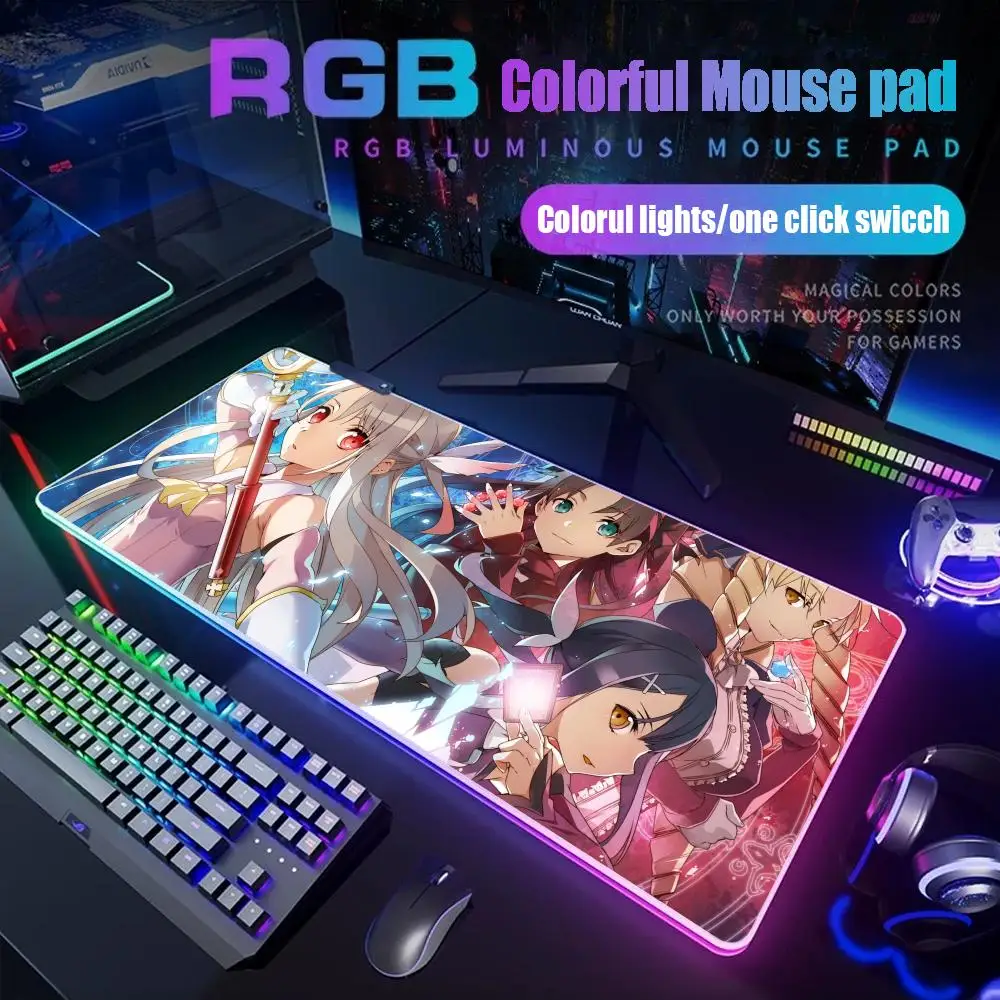 

Illyasviel Von Einzbern Mouse Pad Rgb Desk Mat Back Light Led Mousepad Setup Gaming Accessories Deskmat Big Mousepad Backlight