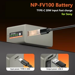 NP-FV100 NP FV100 NPFV100A Battery Bulit-in USB for Sony NP FV70 FV100 SX83E SX63E FDR-AX100E AX100E Cameras with USB-C Input