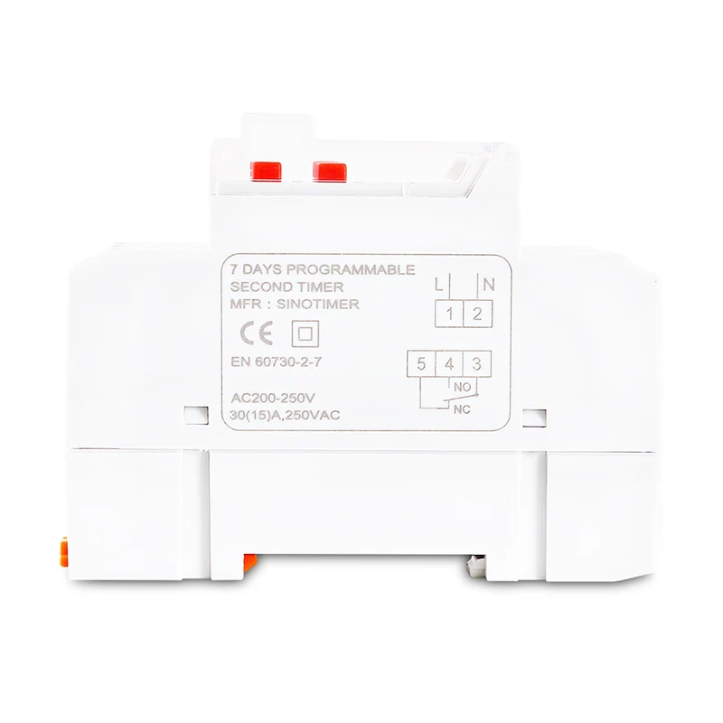 Sinotimer 1 Second Interval 30A Load 220V Programmable HD LCD Digital Timer Switch Relay Control Time 7 Days Din Rail Mounted