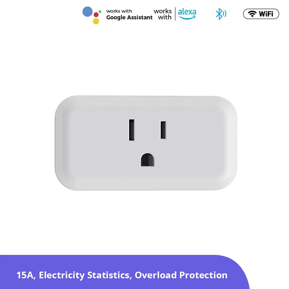 SONOFF iPlug S40 US 15A WiFi Smart Plug Wireless Power Socket Electricity Statistics Bluetooth Pairing Via eWelink APP Alexa