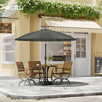 WOLTU 257/273 cm Parasol Waterproof with Crank Tilting Outdoor Garden Umbrella Sun Protection Beach Umbrella for Patio Balcony