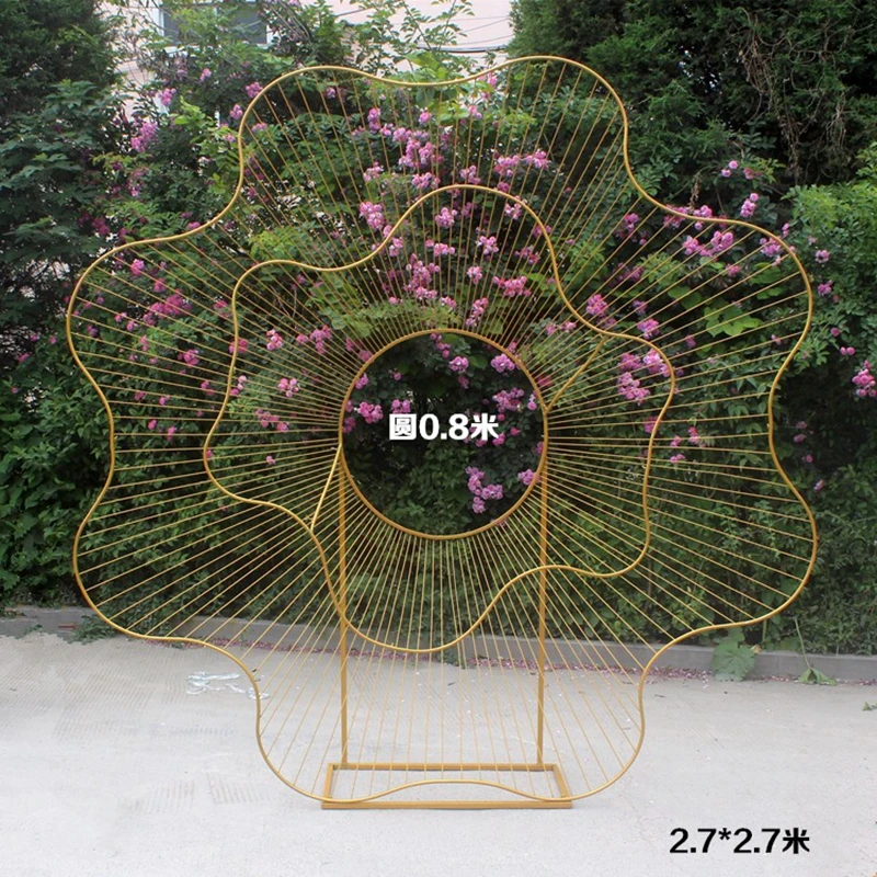 New wedding decoration decoration wrought iron flower background, outdoor wedding special-shaped shelves, intricate flower arran