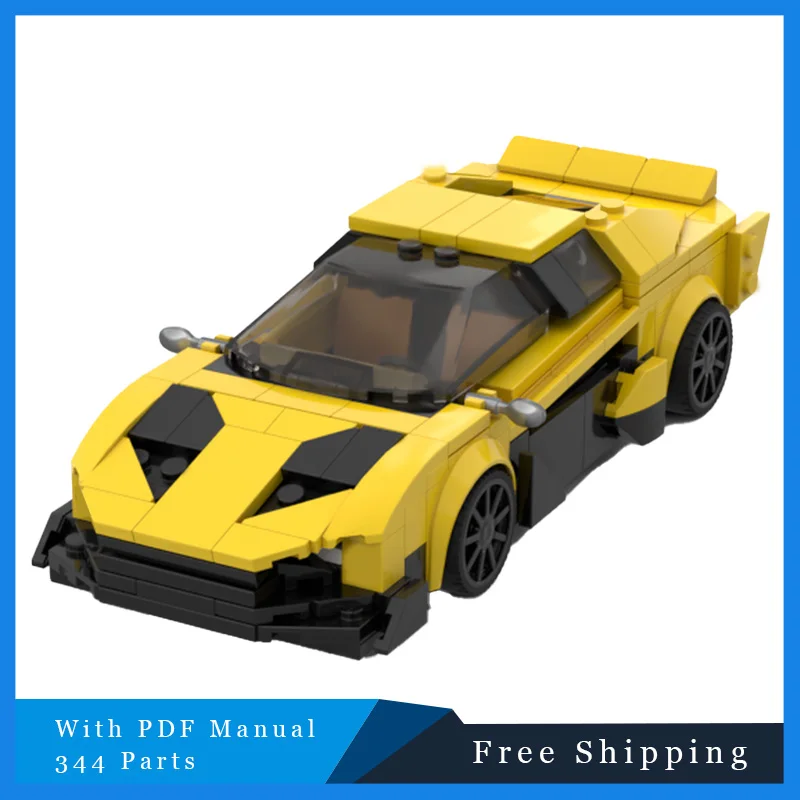 

344 шт. City Yellow Cool Speed Supercar Bricks ​ ​ Модель креативных строительных блоков MOC, игрушка для сборки «сделай сам» для детей, праздничные подарки