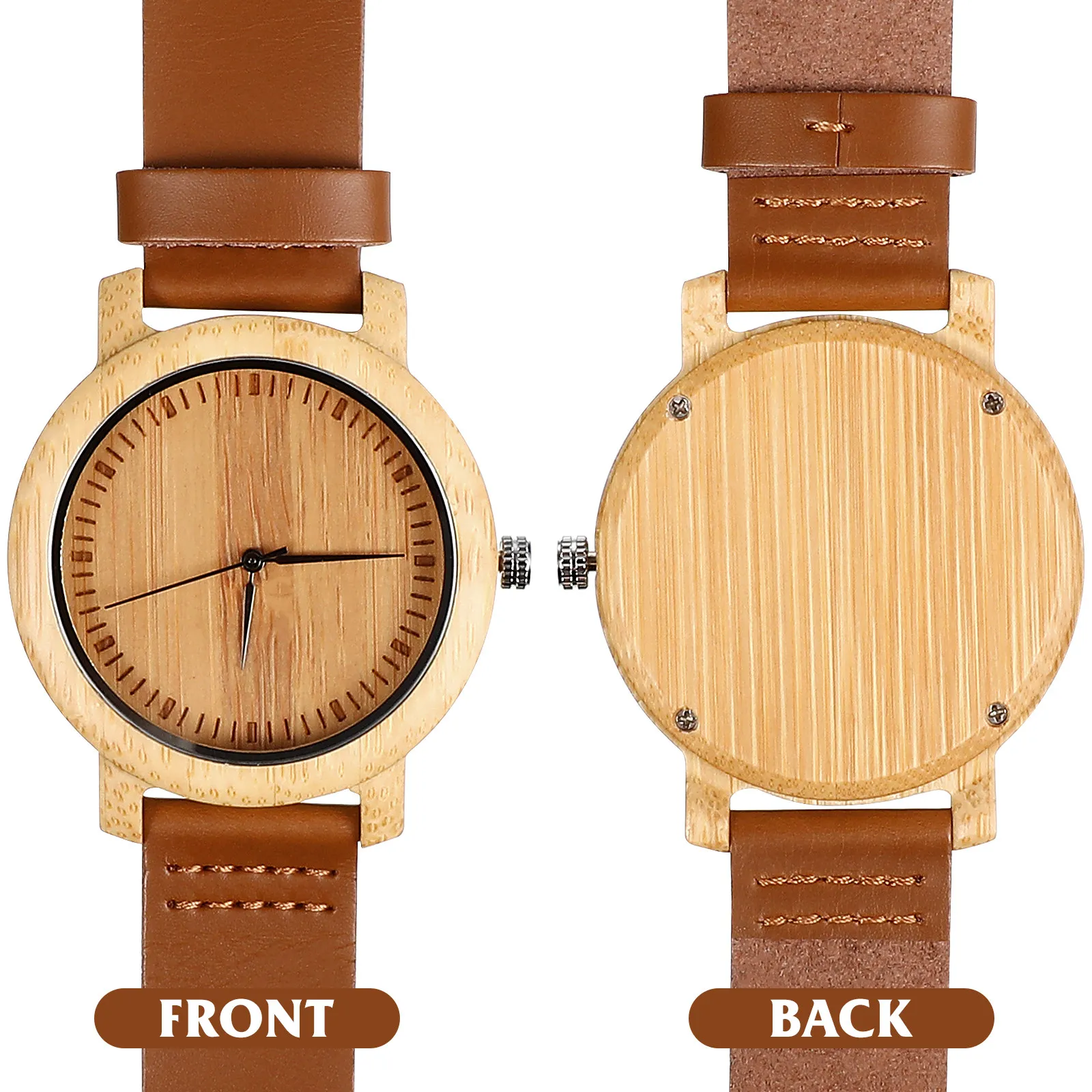 

Mens Handmade Casual Bamboo Quartz Movement Wood Watch Analog Strap Lightweight Wristwatch for Business Travel Gifts