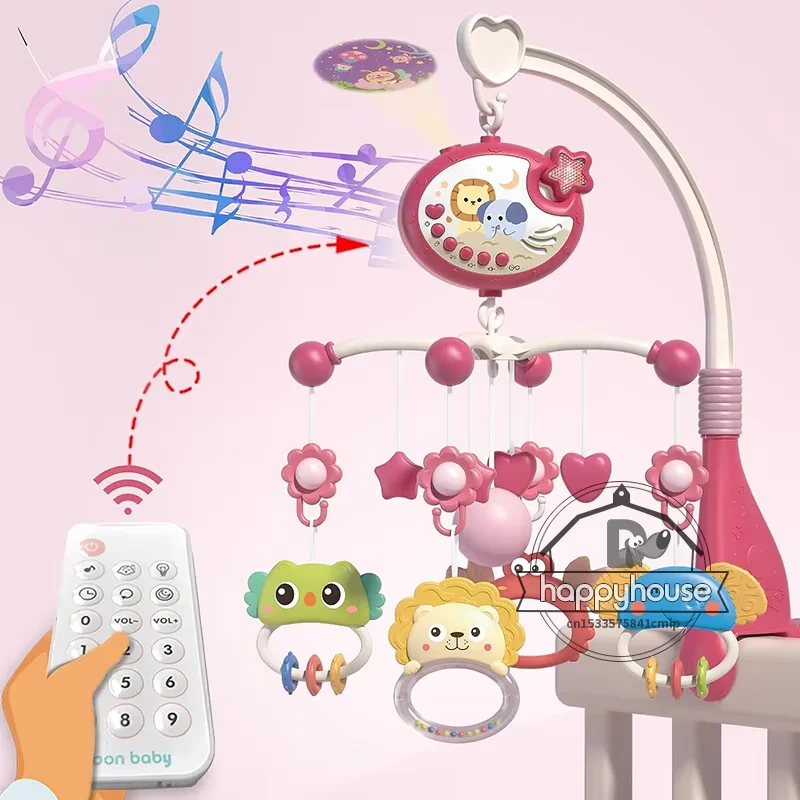 Muzikale babybedje mobiel met verlichting Muziekprojectie voor zuigelingen Afstandsbediening Wiegspeelgoed voor pasgeboren babymobiel voor wiegspeelgoed