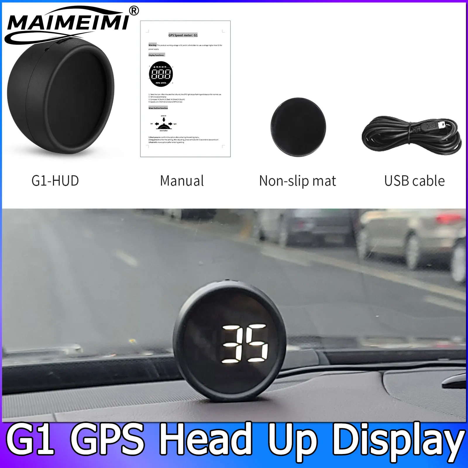 

G1 Автомобильный проекционный дисплей GPS HUD Цифровой спидометр Датчики Открытый внедорожный руководство Смарт-гаджеты GPS Сигнализация превышения скорости для всех автомобилей