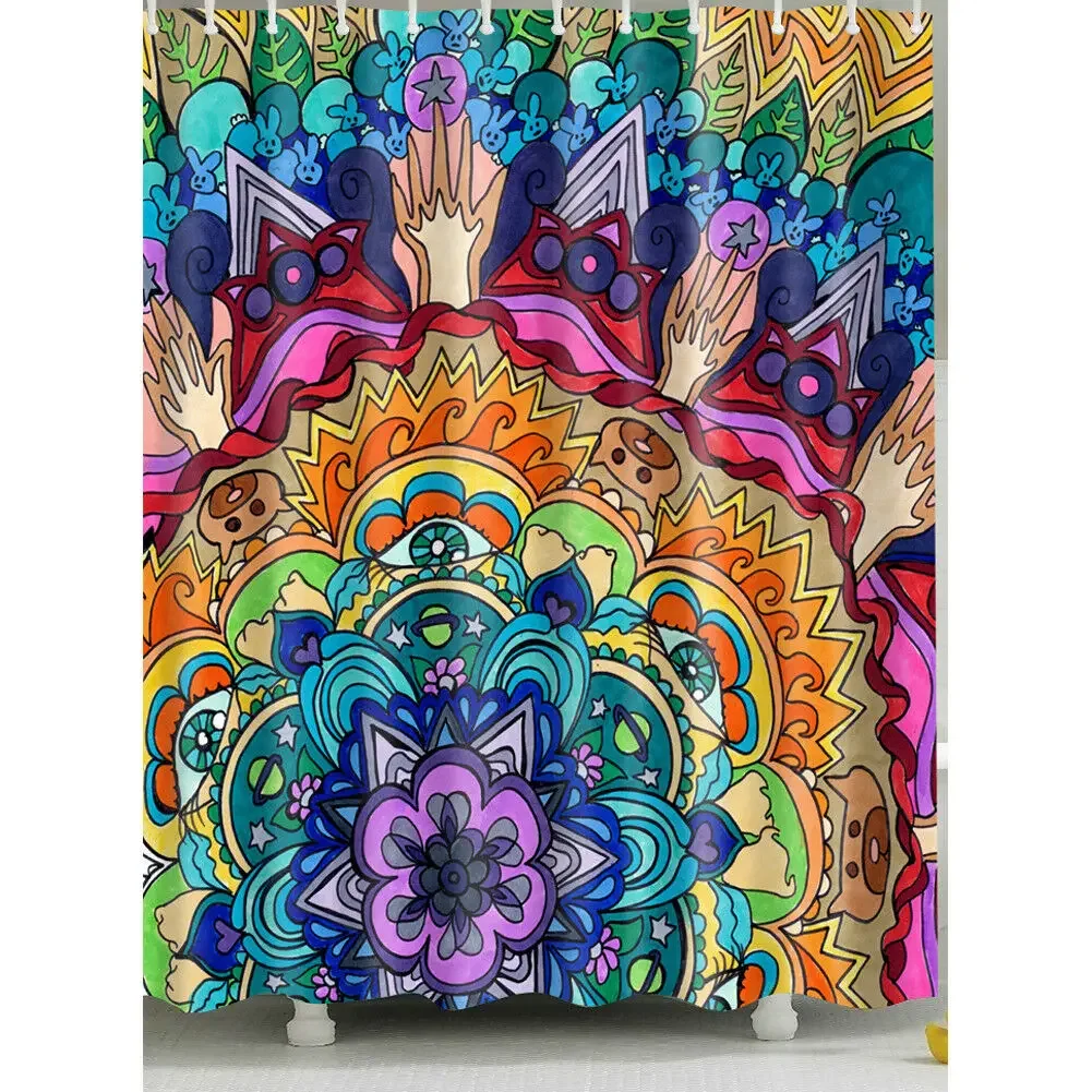 Waterproof Cartoon-Abstract-Forest Shower Curtain for Home and Bathroom