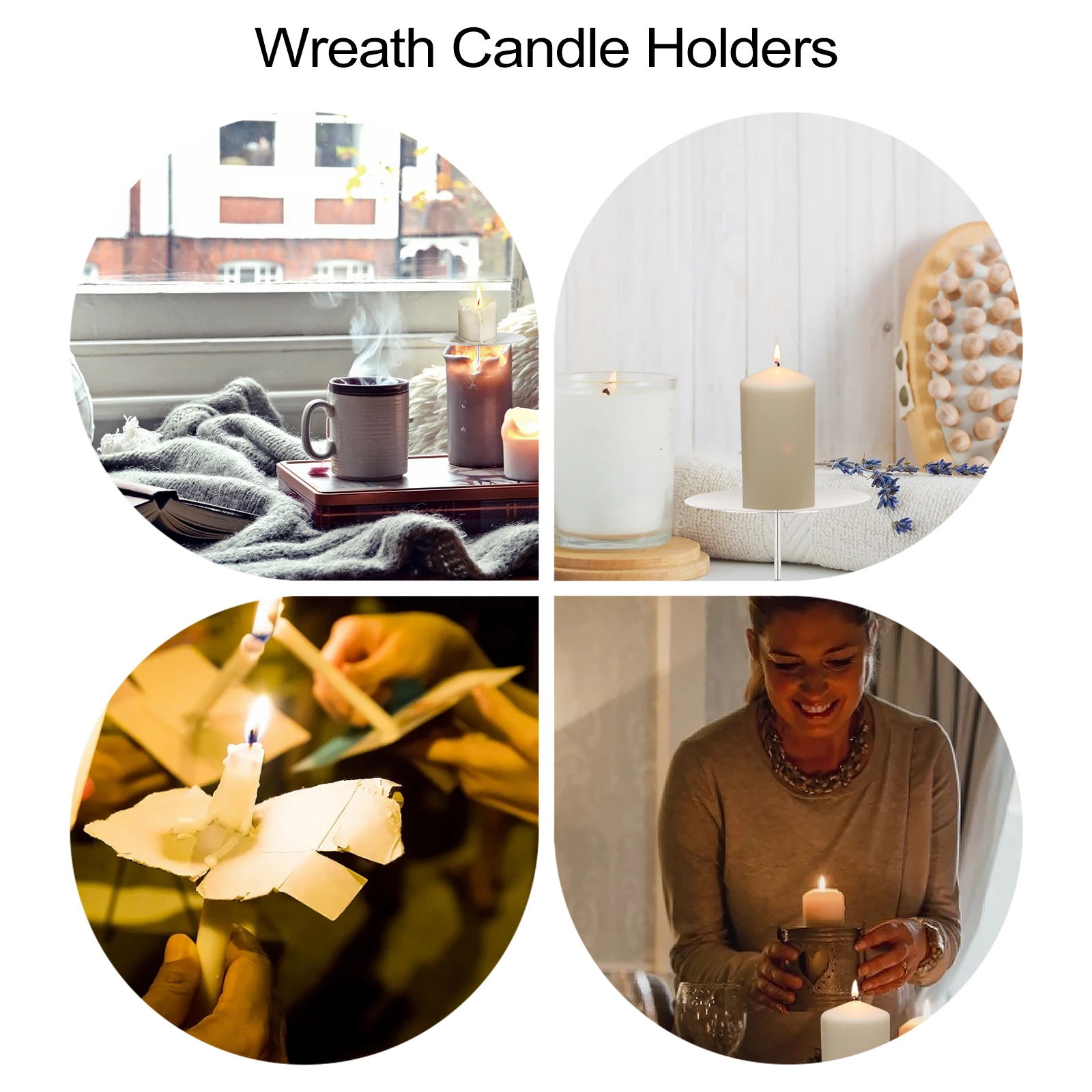 

8 Pcs Holder Metal Silver Color Iron Wreath Fixator 6cm Diameter Pillar Candles Advent Christmas Accessories