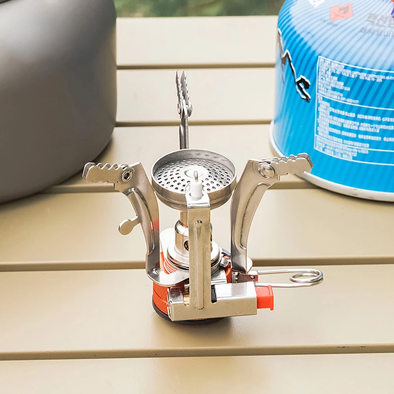 Cocina de Gas portátil para acampar al aire libre, accesorios de Camping, horno de supervivencia ultraligero para Picnic