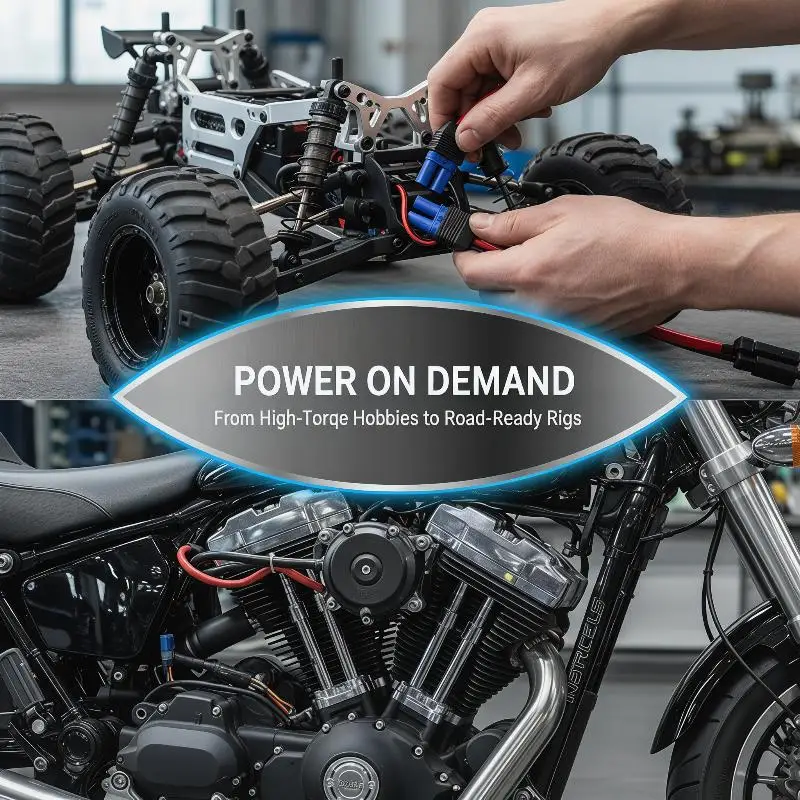 100W EC5 Motorcycle Emergency Start Wire High-power 10AWG Silicone Line EC5 Male Female Plug To O-type Terminal Connection Cable
