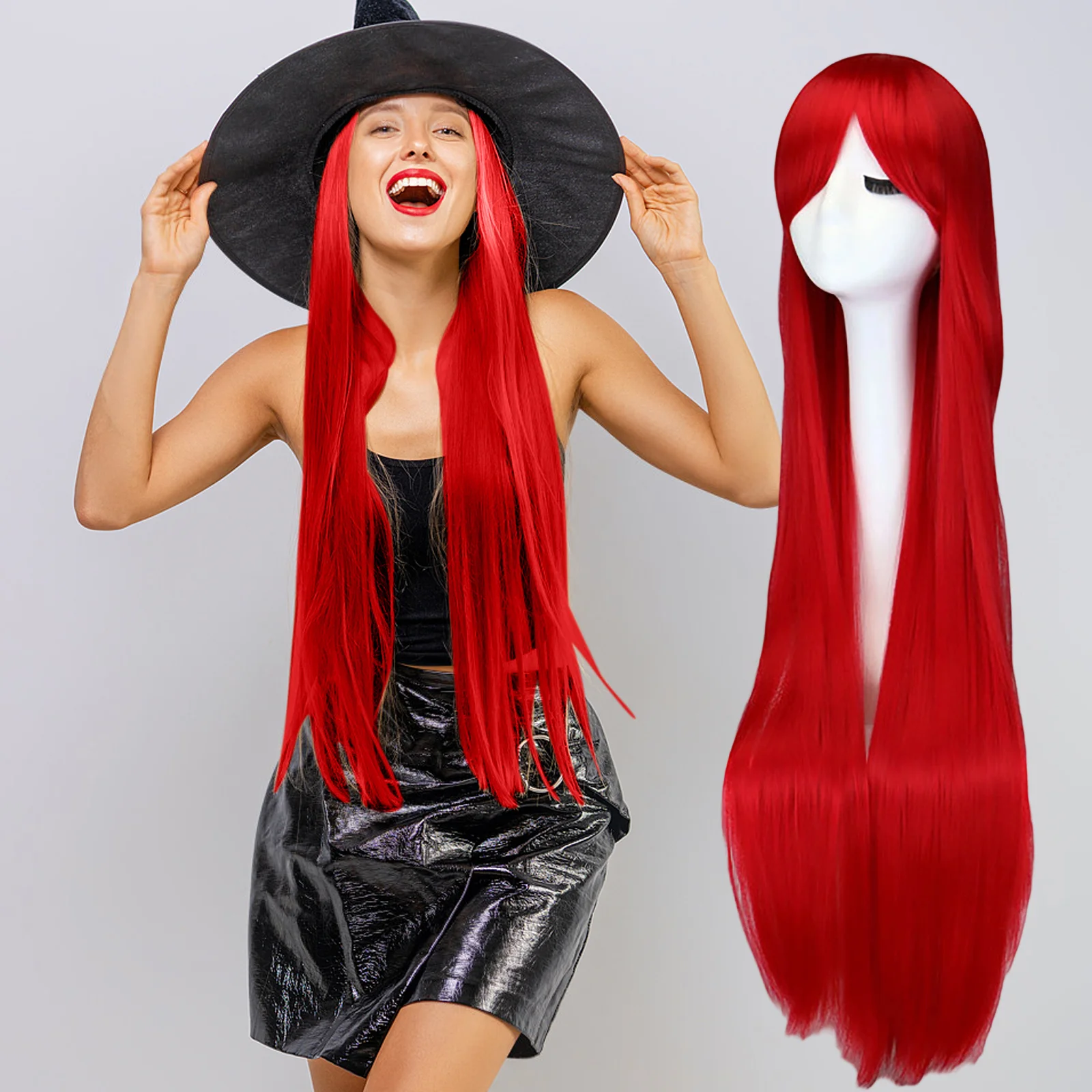 Multi-color European and American Long Straight Wig for Women Heat-resistant Fiber Synthetic Wig for Daily Cosplay Accessories