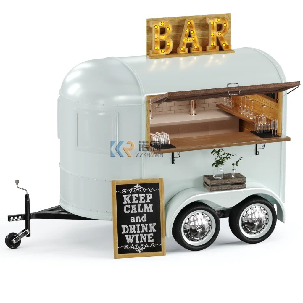 Concession Coffee Kiosk Towable Horse Box Food Trailer Pizza Taco BBQ Hot Dog Ice Cream Cart Mobile Food Truck with Full Kitchen